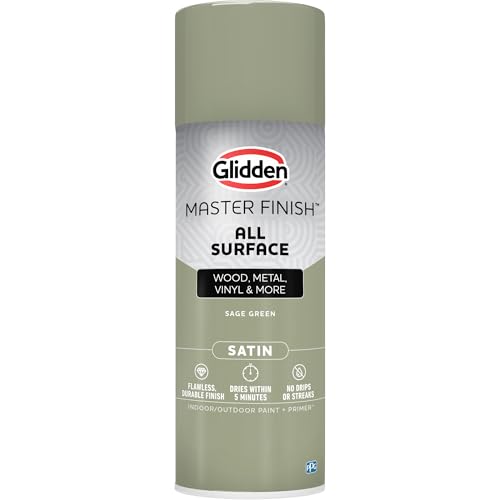 Glidden Master Finish 12 oz. Satin Green Sage Interior/Exterior All Surface Spray Paint and Primer - color: Green Sage, size: 12 Ounce (Pack of 1)