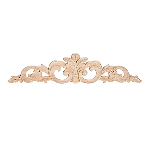 1Pc Wood Carved Appliques Long Wooden Carving Onlays Decals for Furniture - color: 1-Pack, size: 15.8 x 3.6 inches