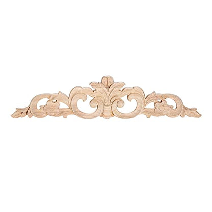 1Pc Wood Carved Appliques Long Wooden Carving Onlays Decals for Furniture - color: 1-Pack, size: 15.8 x 3.6 inches