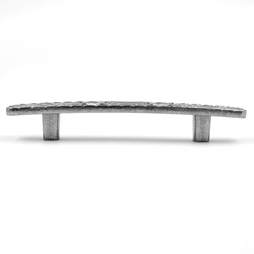 JETLAND Bridged Drawer Cabinet Pulls, 4-Pack Aged Silver 4" Hole Centers, Antique Peony Solid Cast, TG0115OS102 - color: Aged Silver, size: 4 Inch Hole Centers