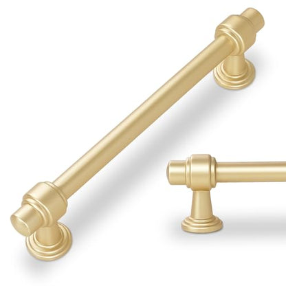 10 Pack Brushed Gold Cabinet Pulls 6-1/4 Inch(160mm) Hole Center Drawer Pulls Cabinet Hardware Kitchen Cabinet Handles for Bathroom Dresser Pulls - color: Brushed Gold, size: 6-1/4" Hole Center（160mm）