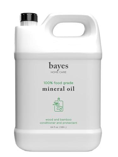 Bayes Food Grade Mineral Oil for Cutting Board - Mineral Oil Food Grade for Bamboo, Teak & Wood Conditioner and Protectant - Cutting Board Oil Food Grade Formula - Wood Oil for Cutting Board - 64 oz - size: 64 Fl Oz (Pack of 1)