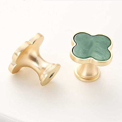 6 Pcs Clover Cabinets Knobs Dressering Pulls Cupboard Knobs Jewelry Box Pulls Drawer Wardrobe Wine Cabinet Handle Furniture Single Hole Door Handles(Green) - color: Green