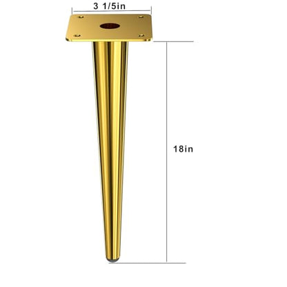 Osring 18 Inch Furniture Table Legs Straight, Gold Metal Coffee Table Feet - size: 18 Inch