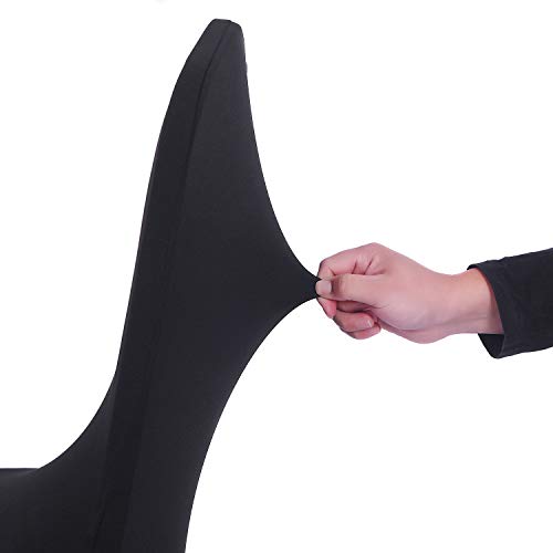 Peomeise 12pcs Stretch Spandex Chair Cover for Wedding Party Dining Banquet Event (Black, 12) - color: Black, size: 12PCS