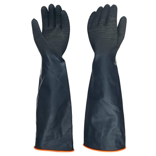 North Tower Heavy Duty Rubber Gloves, Industrial Gloves,Black （22in,1 pair） - size: 22”（1 pair）