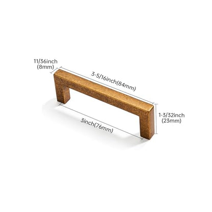 khtumeware 10 Pack 3 inch(76mm) Hole Center Antique Brass Cabinet Pulls Solid Heavy-Duty Square Cabinet Handles Drawer Pulls Kitchen Cabinet Hardware Kitchen Handle - color: Antique Brass, size: 3 inch(76mm) hole center
