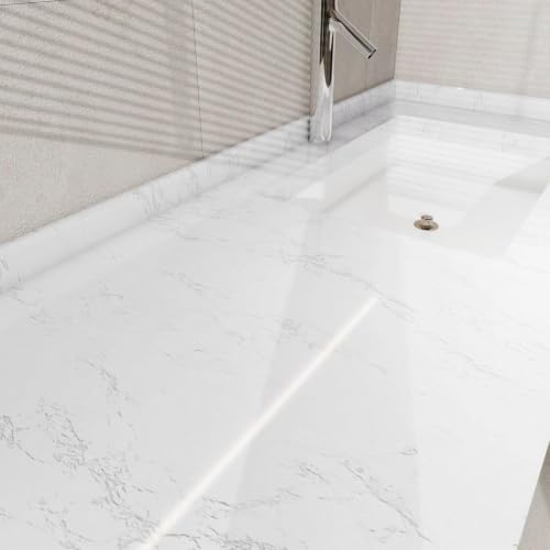 Glossy White Marble Contact Paper for Countertops Peel and Stick Wallpaper - color: White, size: 23.6" x 472"