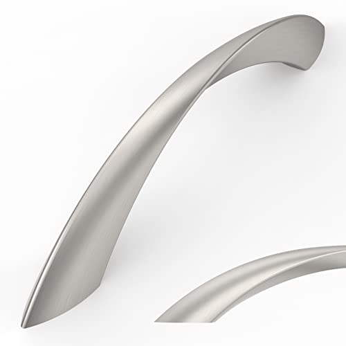 Amerdeco 10 Pack Brushed Satin Nickel 3.75 Inch(96mm) Hole Centers Kitchen Arch Twisted Cabinet Pulls Cabinet Hardware Kitchen Handles for Cabinets Cupboard Handles Drawer Pulls ZH0048 - color: Brushed Satin Nickel, size: 3.75"/96MM Hole Center