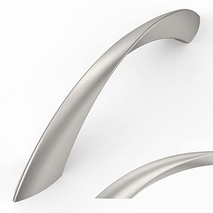 Amerdeco 10 Pack Brushed Satin Nickel 3.75 Inch(96mm) Hole Centers Kitchen Arch Twisted Cabinet Pulls Cabinet Hardware Kitchen Handles for Cabinets Cupboard Handles Drawer Pulls ZH0048 - color: Brushed Satin Nickel, size: 3.75"/96MM Hole Center