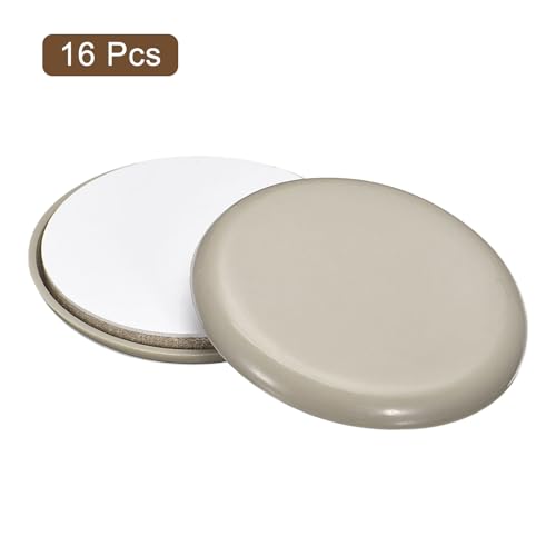 uxcell Furniture Sliders, 16Pcs 2 1/2" - Plastic Self-Adhesive Round Sliding Pads, Chair Glides for Carpeted Tile Vinyl Hardwood Floors (Grey) - size: 2 1/2"