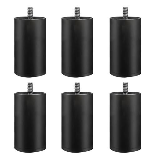 ESHINE 6 Pieces 3.4" Adjustable Bed Legs with Non-Slip Base, Metal (M8) - size: M8