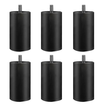 ESHINE 6 Pieces 3.4" Adjustable Bed Legs with Non-Slip Base, Metal (M8) - size: M8