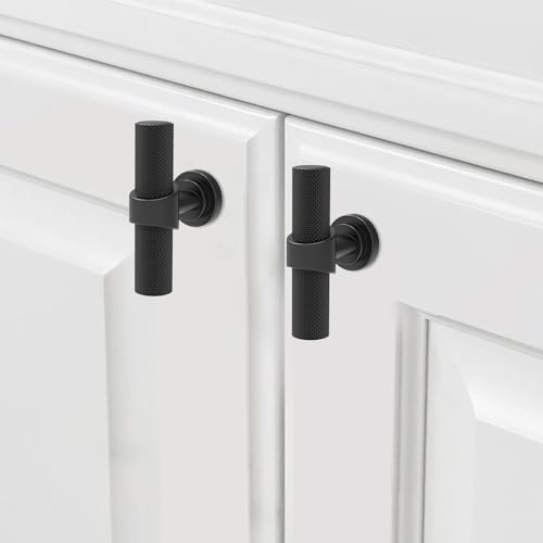 20 Pack Cabinet knurled Knobs Matte Black Kitchen Cabinet Knobs Aluminum and Zinc Alloy Drawer Pulls Solid Cabinet Hardware - color: Matte Black, size: 1.38'' Diameter(35mm)