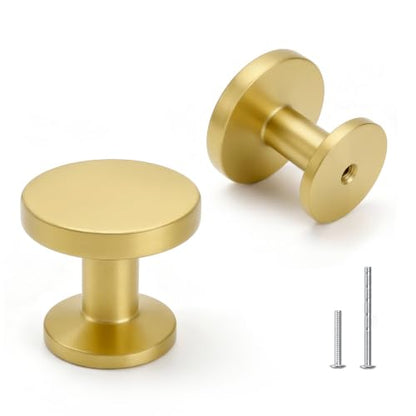 homdiy 30 Pack Gold Cabinet Knobs, Round Brushed Brass Dresser Knobs - color: Gold 1