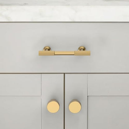 10 Pack Brushed Brass Cabinet Pulls 3 Inch(76mm) Kitchen Cabinet Handles Solid Zinc Alloy Cabinet Hardware Drawer Pulls - color: Brushed Brass, size: 3" Hole Center