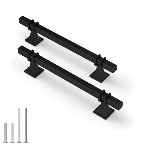 25 Pack 6-1/4 Inch Black Cabinet Handles Matte Black Cabinet Pulls - color: Black, size: 6-1/4 inch (160mm) Hole Center Pull