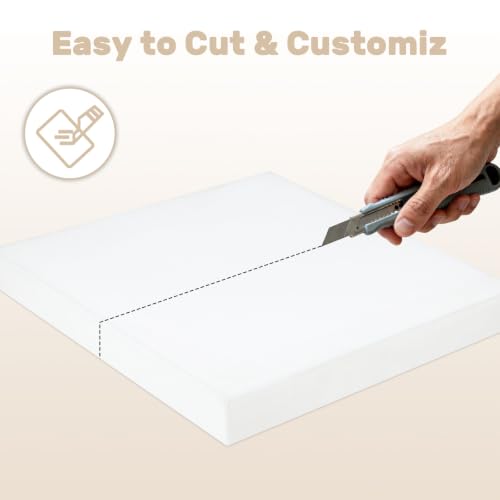 Couch Cushion Replacement 2"H, High Density Upholstery Foam Cushion Insert - color: White, size: 2"x18"x18"