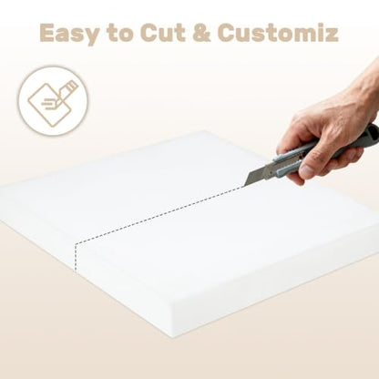Couch Cushion Replacement 2"H, High Density Upholstery Foam Cushion Insert - color: White, size: 2"x20"x20"