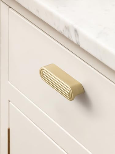 5 Pack Gold Cabinet Pulls 3" Hole Center Brushed Brass Drawer Pulls Circle Bathroom Dresser Handles Hardware Zinc Alloy - color: Brushed Gold, size: 3 Inch Hole Centers