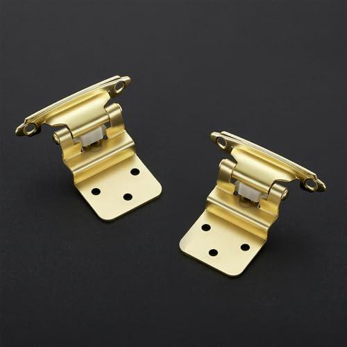 Gold Self-Close Cabinet Hinges, 3/8 Inch Inset,20 Pack 10 Pairs - size: Semi Concealed 3/8 inch Overlay
