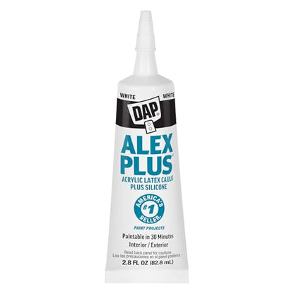DAP Alex Plus Acrylic Latex Caulk, White, 2.8 oz (7079800956)