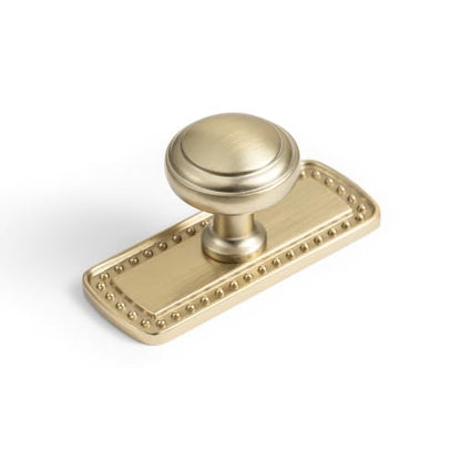 6Pack Champagne Bronze Cabinet Knobs with Backplate Drawer knobs - color: Champagne Bronze, style: Beadedge