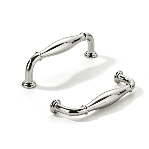 khtumeware 10 Pack 3-1/2inch(89mm) Hole Center Vibrant Polished Nickel Cabinet Pulls Solid Heavy-Duty Tradition Handles Hardware for Bathroom Dressers Pull cabinets wardrobes Closet Doors - color: Vibrant Polished Nickel, size: 3-1/2inch(89mm) hole center