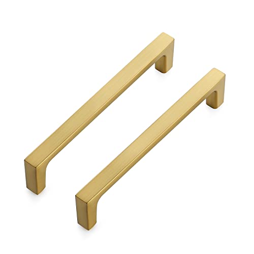 Ravinte Brushed Brass Solid Pulls Cabinet Handles 5 Inch 5 Pack - size: 5 Inch Hole Center