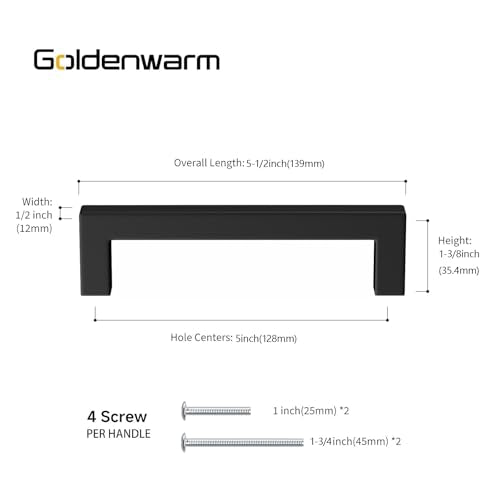Goldenwarm 30 Pack 5“ Black Kitchen Cabinet Handles Drawer Pulls - color: Black, size: 5in Hole Centers
