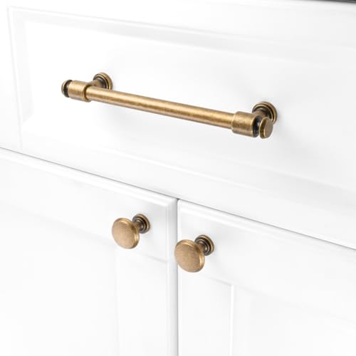 KOOFIZO 10 Pack 6-1/4 in Antique Brass Cabinet Pulls, Drawer Handles P11 - color: Antique Brass, size: 6-1/4" CC