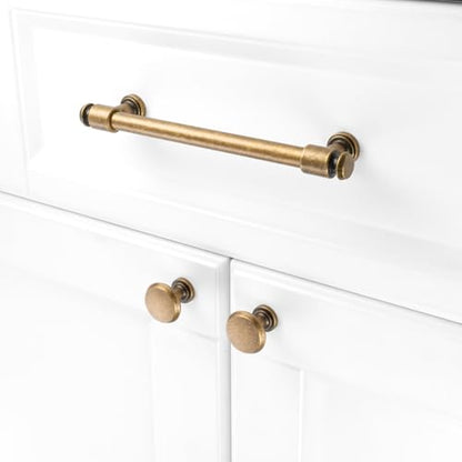 KOOFIZO 10 Pack 6-1/4 in Antique Brass Cabinet Pulls, Drawer Handles P11 - color: Antique Brass, size: 6-1/4" CC