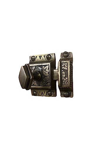 A29 Cabinet Latch, Solid Brass, Antique Brass, Windsor Knob - color: Antique Brass-D