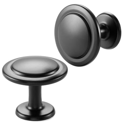 Matte Black Cabinet Knobs Round Kitchen Pulls 10 Pack 8222 - color: Matte Black, size: 1-1/4 Inches, style: 10 Pack Round Knob