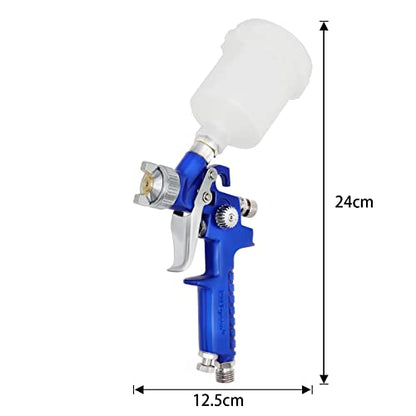 HVLP Mini Spray Gun Air Paint Sprayer with 0.8 mm Nozzle, 125 cc Capacity Cup Gravity Feed Spray Paint Gun for House Painting, Automotive and Furniture Painting… - color: Blue, size: 0.8 mm Nozzle-125 cc-Blue