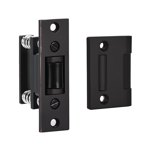 HOMOTEK 1 Pack Commercial Heavy Duty Door Roller Catch, Drive in Ball Catch with Strike Plate Solid Zinc Adjustable Silent Door Latch, Spring Tension Roller,Oil Rubbed Bronze - color: Oil Rubbed Bronze, size: 1
