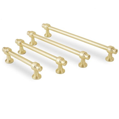 10 Pack 7-1/2 Inch Kitchen Cabinet Handles Brushed Brass Cabinet Pulls Zinc Alloy Drawer Pulls Solid Kitchen Hardware - color: Brushed Brass, size: 7-1/2'' Hole Center(192mm)