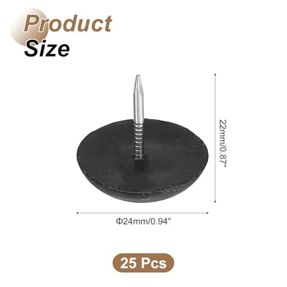 uxcell 25pcs Furniture Sliders 24mm Round Plastic Furniture Glides Black - color: Black