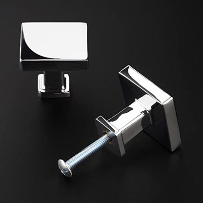 KOOFIZO 10 Pack Polished Chrome Cabinet Knobs, Square Single Hole Pulls K08 - color: Polished Chrome, size: Knob 1 - 10Pcs