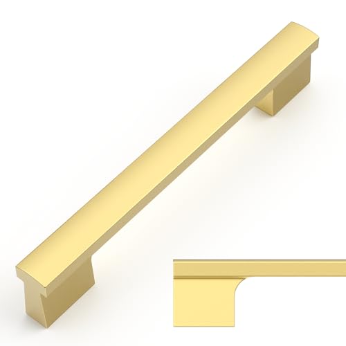Amerdeco 10 Pack Brushed Gold Cabinet Pulls 5 Inch(128MM) Hole Centers Kitchen Cabinet Handles Hardware - color: Gold, size: 5"/128MM Hole Center, style: 10 Pack