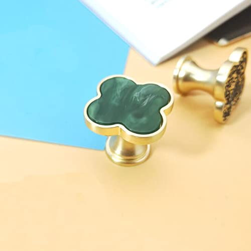 6 Pcs Clover Cabinets Knobs Dressering Pulls Cupboard Knobs Jewelry Box Pulls Drawer Wardrobe Wine Cabinet Handle Furniture Single Hole Door Handles(Green) - color: Green