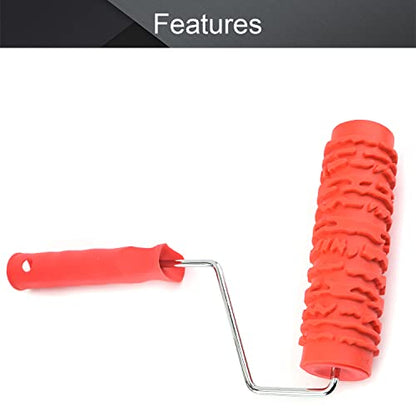 Utoolmart 7" Home Wall Rubber Paint Roller 175mm Wooden Grain Painting Roller with Plastic Handle 1Pcs - size: EG045T