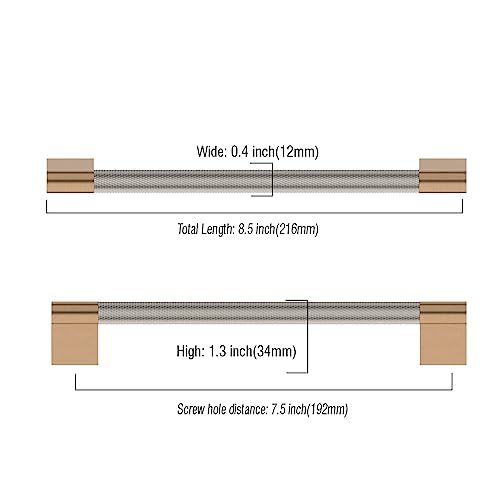 Asidrama 10 Pack 7.5 inch Satin Nickel and Champagne Bronze Cabinet Pulls - color: Nickel-Gold, size: 7.5" Hole Center(192mm)