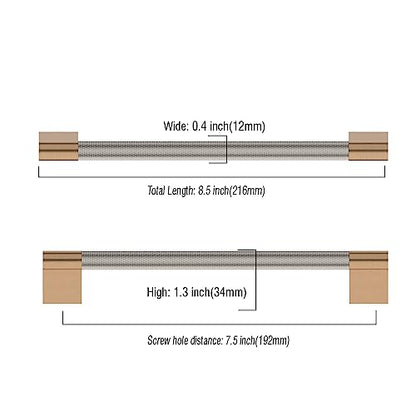 Asidrama 10 Pack 7.5 inch Satin Nickel and Champagne Bronze Cabinet Pulls - color: Nickel-Gold, size: 7.5" Hole Center(192mm)