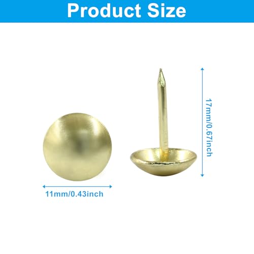 100Pcs 7/16Inch Upholstery Tacks, Gold (11 x 17mm) - color: Gold