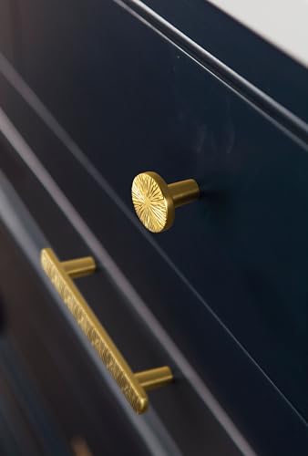 Goo-Ki 5 Inch (128 mm) Hole Centers Luxurious & Sturdy Gilded Ray Cabinet Handls,Polished Rich Gold Cabinet Pulls for Kitchen,Drawer,Cupboard & Wardrobe,6 Pack - color: Polished Rich Gold, size: 5.0 inch (128 mm) Hole Centers, style: Pulls With No Backpla
