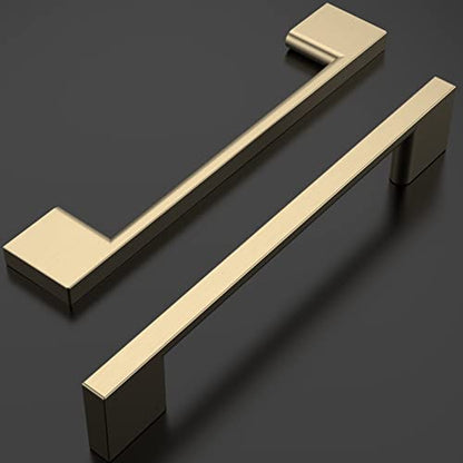 Amerdeco 10 Pack Brushed Brass Cabinet Pulls 5" - color: Brushed Brass, size: 5" hole center