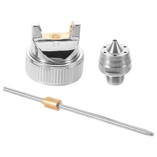 1 Set Spray Gun Air Cap, Needle, Fluid Nozzle Kit - 2.5mm Paint Sprayer Repair Parts for DIY Automotive Painting Projects - Alloy Fluid Tip Replacement - color: Silver