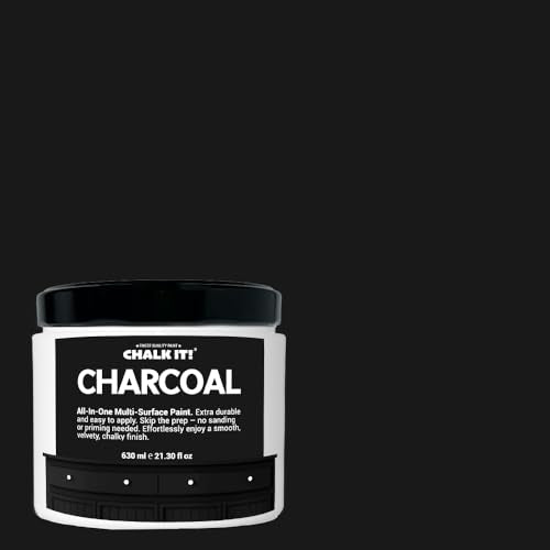 CHALK IT! All-in-One Multi-Surface Chalk Paint for Furniture & Cabinets - No Sanding, No Primer, Built-In Top Coat Water-Based, Low-Odor, Fast-Drying, Matte Finish Charcoal - color: Charcoal