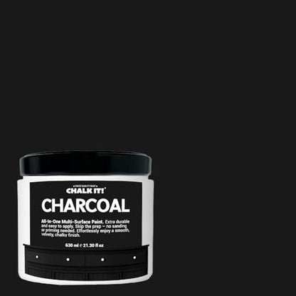 CHALK IT! All-in-One Multi-Surface Chalk Paint for Furniture & Cabinets - No Sanding, No Primer, Built-In Top Coat Water-Based, Low-Odor, Fast-Drying, Matte Finish Charcoal - color: Charcoal